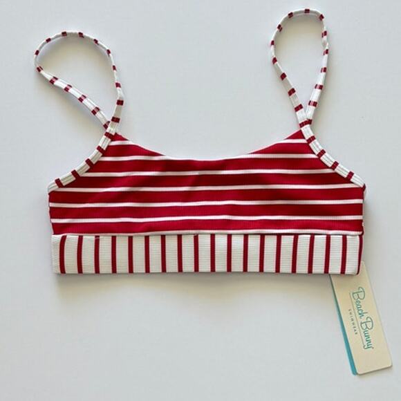 Beach Bunny Other - Beach Bunny Emerson Bralette Bikini Top – Red Stripe Rib - Large - NWT